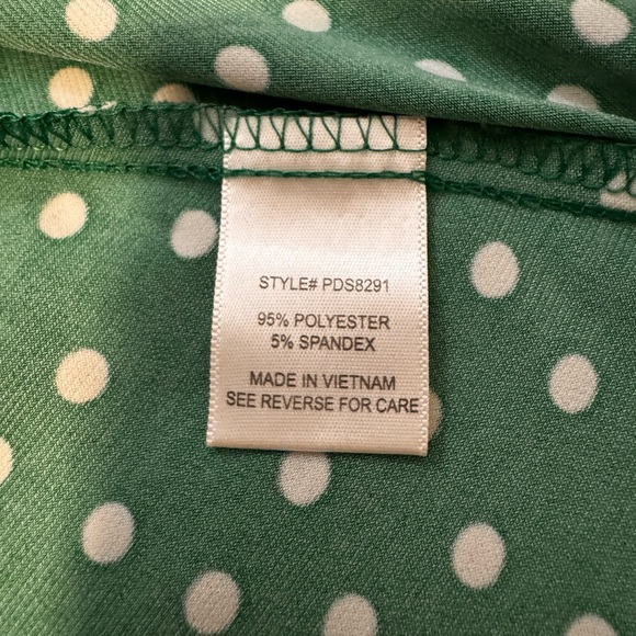 Ryan Michelle Green Polka Dot Sleeveless Fit and Flare Dress Size petite large - Picture 13 of 13